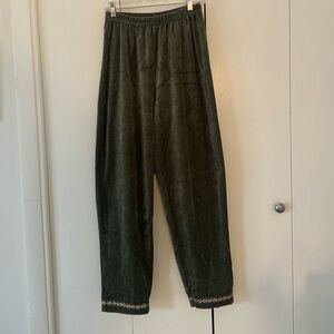 Morning Sun Cotton blend Velvet knit embellished elastic waist Pants 4